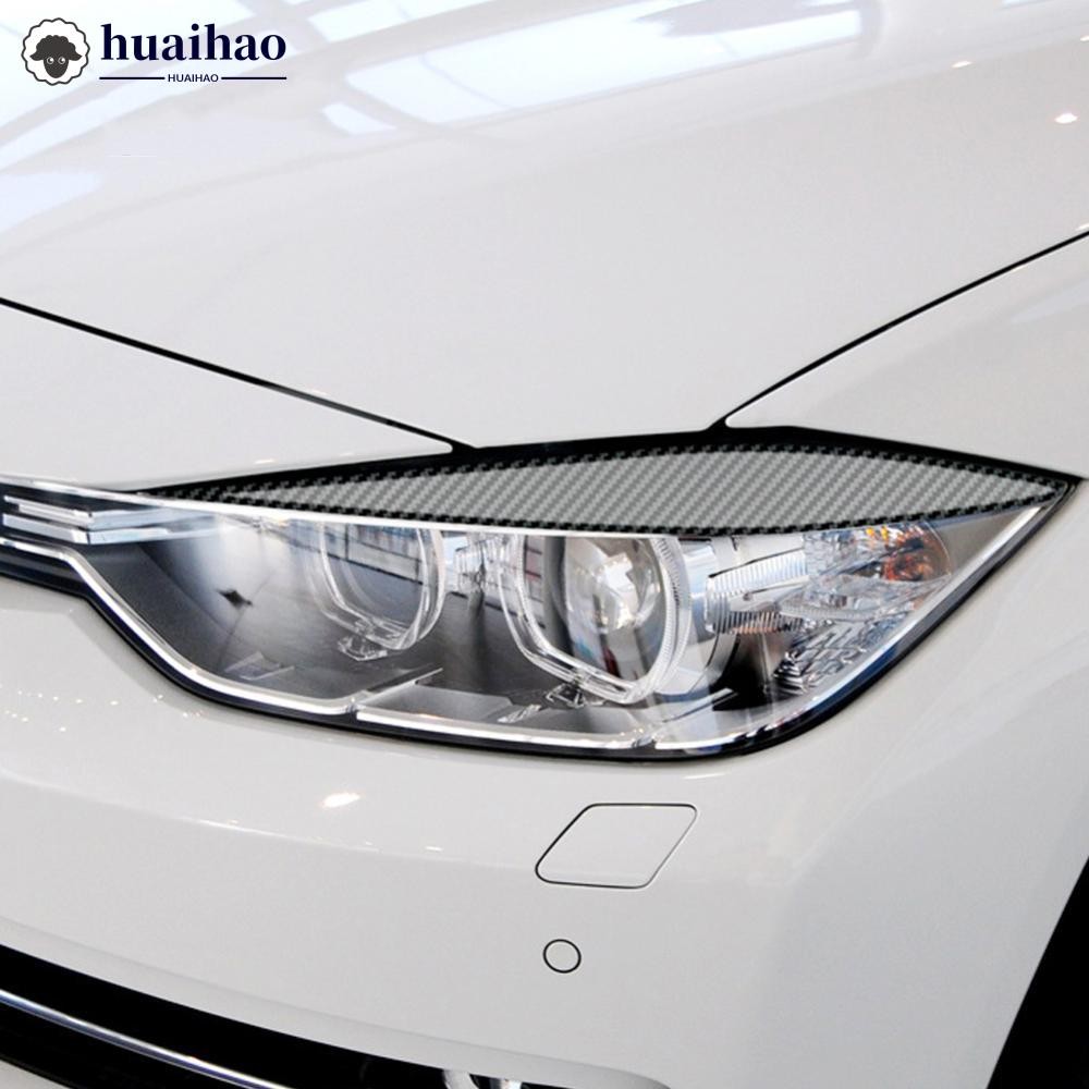 HUAIHAO 2 ชิ้นคาร์บอนไฟเบอร์ไฟหน้าคิ้วฝาครอบเปลือกตาสําหรับ BMW 3 Series F30 320li 2013-2019 C3Z5