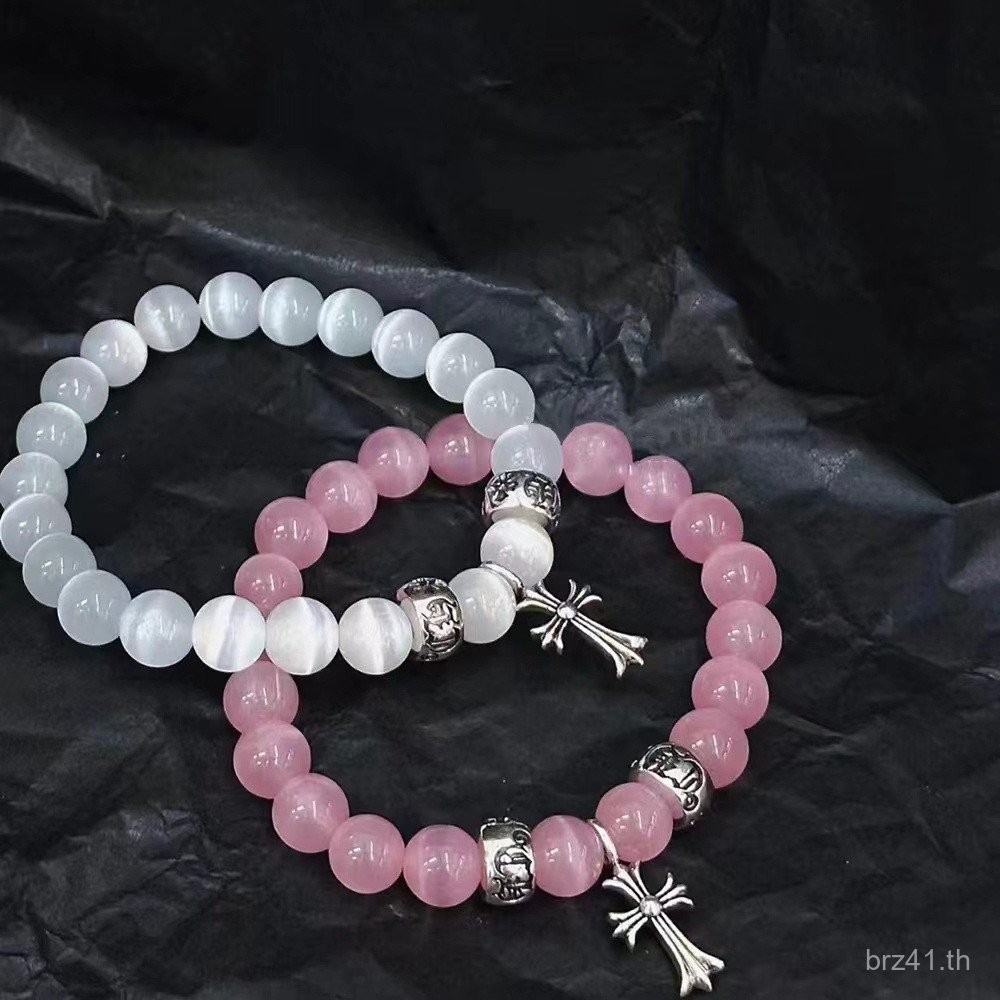 Street Wear Crowe Cross Bracelet DIY Opal Natural Opal Wang Jiaer Bracelet Couple 10mm---ราคาถูก