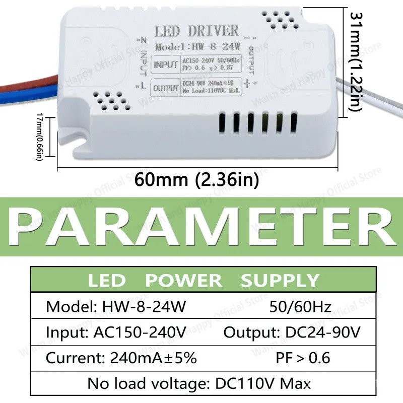 ไดร์เวอร์ LED 240mA 8-24w 24-40w 40-60w 60-80w LED ไดร์เวอร์กระแสไฟคงที่แหล่งจ่ายไฟ LED Transformer