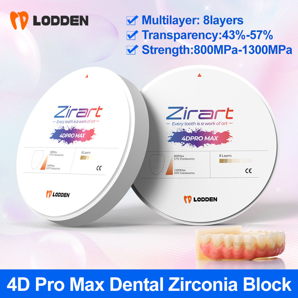 4D PRO MAX ทันตกรรม Zirconia Disc 8 ชั้นGradients สําหรับ 98 มม.CAD CAM เปิดระบบ