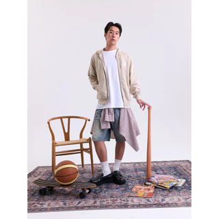 AIIZ เสื้อฮู้ดผู้ชายแบบซิปผ้าเฟรนช์เทอร์รี่ย์ โลโก้สิงห์ AIIZ Men’s Lion Logo