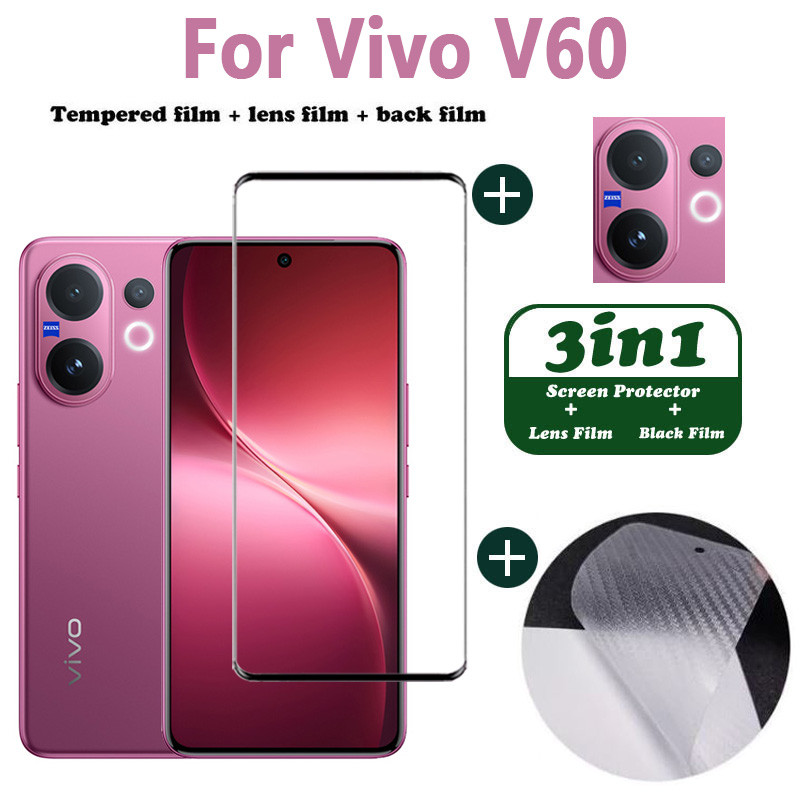 ฟิล์มกระจก Vivo V60 ฟิล์มกระจกนิรภัย 3-in-1 หน้าหลังป้องกันหน้าจอ Vivo V50 V50e V40 V40e V30 V30e Y04 Y19s Y19 Y29 X200