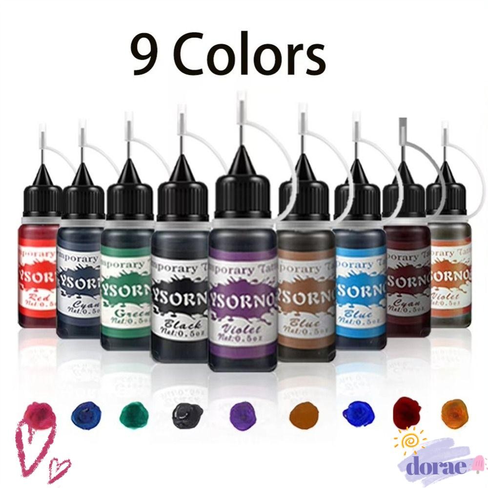 DORAE หมึกสักลาย Temporary สีพิมพ์ลวดลายบนผิว ขนาด 10ml สำหรับสร้างสรรค์งาน Body Art สามารถลบรหัสได้เอง