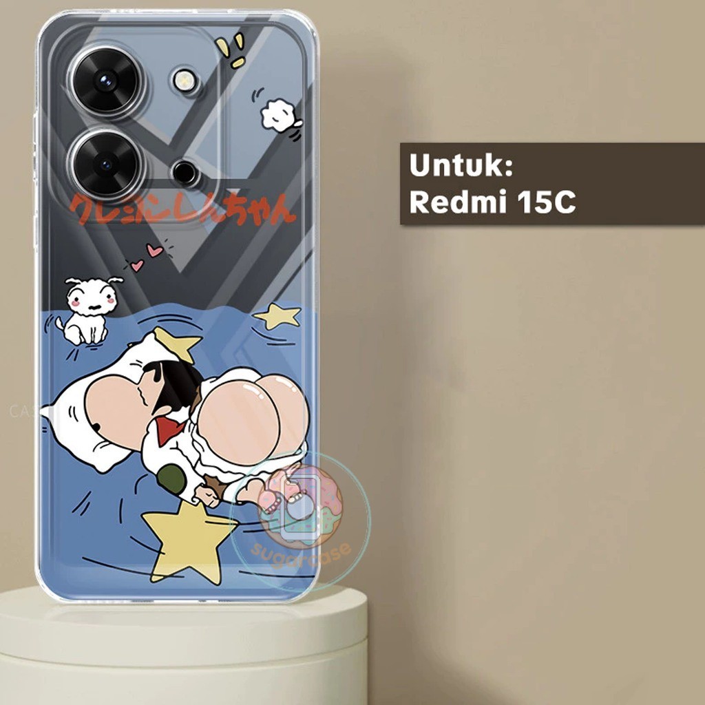 CLEAR GLOSSY SOFTCASE CASING CLEARCASE COMPATIBLE สําหรับ REDMI 15C และ POCO C85 4G / 5G MOTIF PNG-C