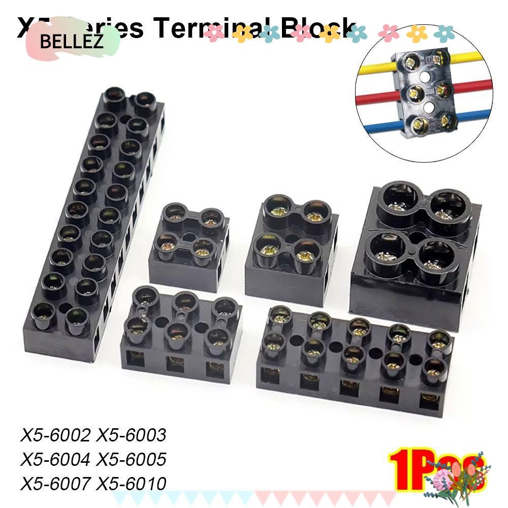 BELLEZ 1 ชิ้นสายไฟ, X5 Series 20-6 AWG Terminal Block, สกรู Docking 500V 10A 20A 60A ทองเหลือง Terminal ไฟฟ้า Connector