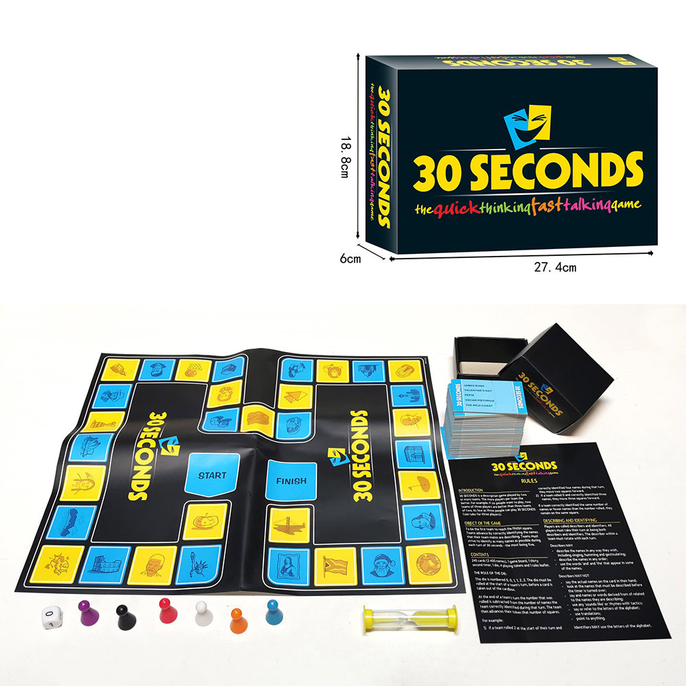30 Seconds Board Games Fun Family Party Quick Thinking Fast Talking Card Board Games Board Games Car