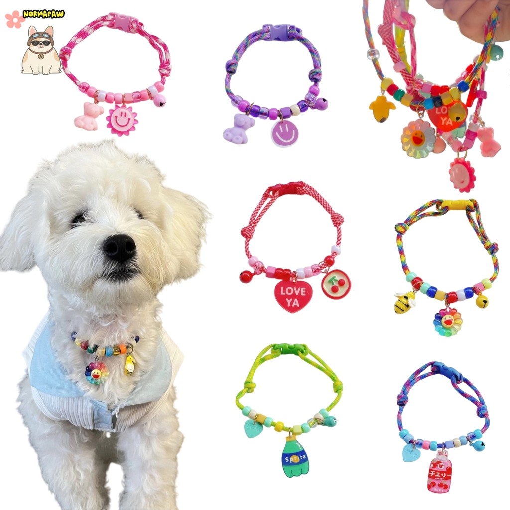 6 สี สร้อยคอถักสัตว์เลี้ยงนุ่มแบบใช้ซ้ําได้พร้อมกระดิ่งและจี้ปรับน่ารักสุนัขแมวปลอกคอสัตว์เลี้ยงแบบใช้ซ้ําได้อุปกรณ์สัตว์เลี้