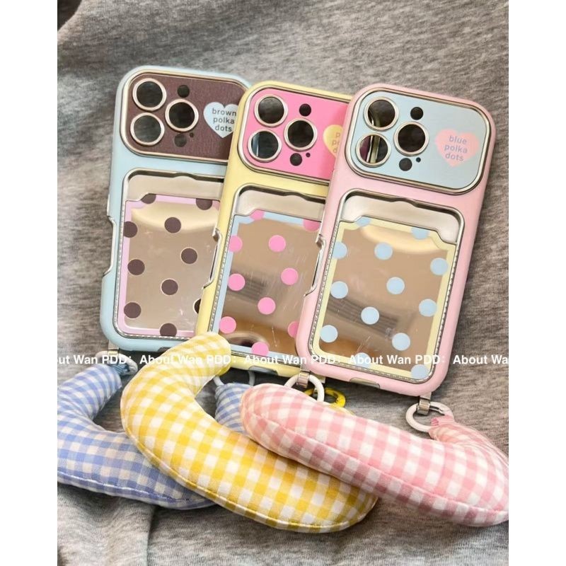 Mirror love polka dot เหมาะสําหรับเคสโทรศัพท์มือถือ iPhone17, Apple 16promax ใหม่ 15pro ผู้หญิง 13 เคสป้องกัน 14 17pro 17promax 16pro 16 14pro 14promax 15 15promax