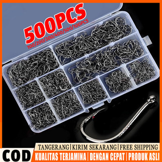1000 Pcs Kail Pancing Baja Karbon Tinggi Dengan Tali Pengait Aneka Ukuran Super Tajam Tahan Lama Set Pancing 500/600/1000Pcs Fishing Hook Box Portable Anti Karat Cocok Untuk Air Tawar & Air Asin Aksesoris Memancing
