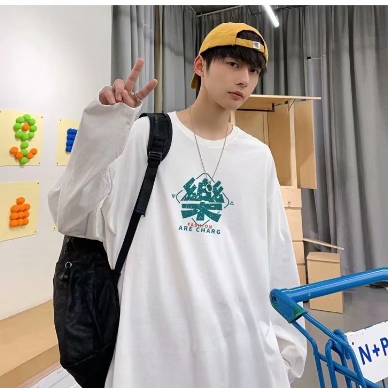 2025 NEW 2025 Plus Size 150kg Men's T-Shirt Base Layer Inner Wear Trendy Autumn Hong Kong Style Loos