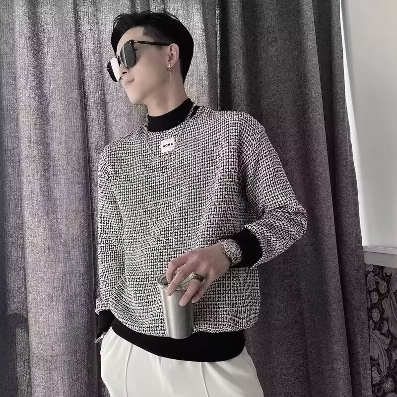 2025 NEW 20252024 New Spring and Autumn Half Turtleneck Sweatshirt Men's Fashion Snowflake Pattern M