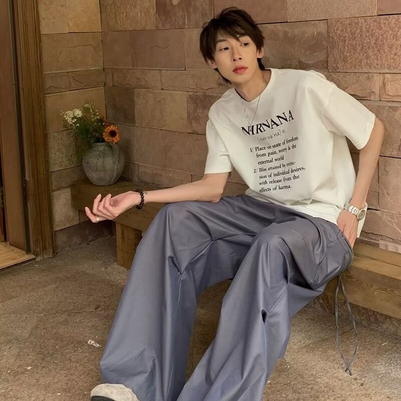 COD 20252024 Summer Heavyweight Niche Simple Letter Slogan Couple Short Sleeve T-Shirt Trendy Loose 