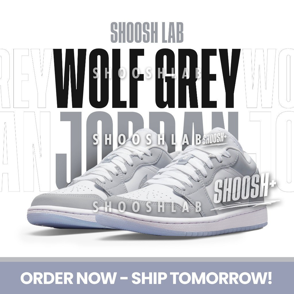 J1 Wolf Grey รองเท้าผ้าใบ Low Cut สําหรับรองเท้าผู้ชายและผู้หญิง | โชชแล็บ