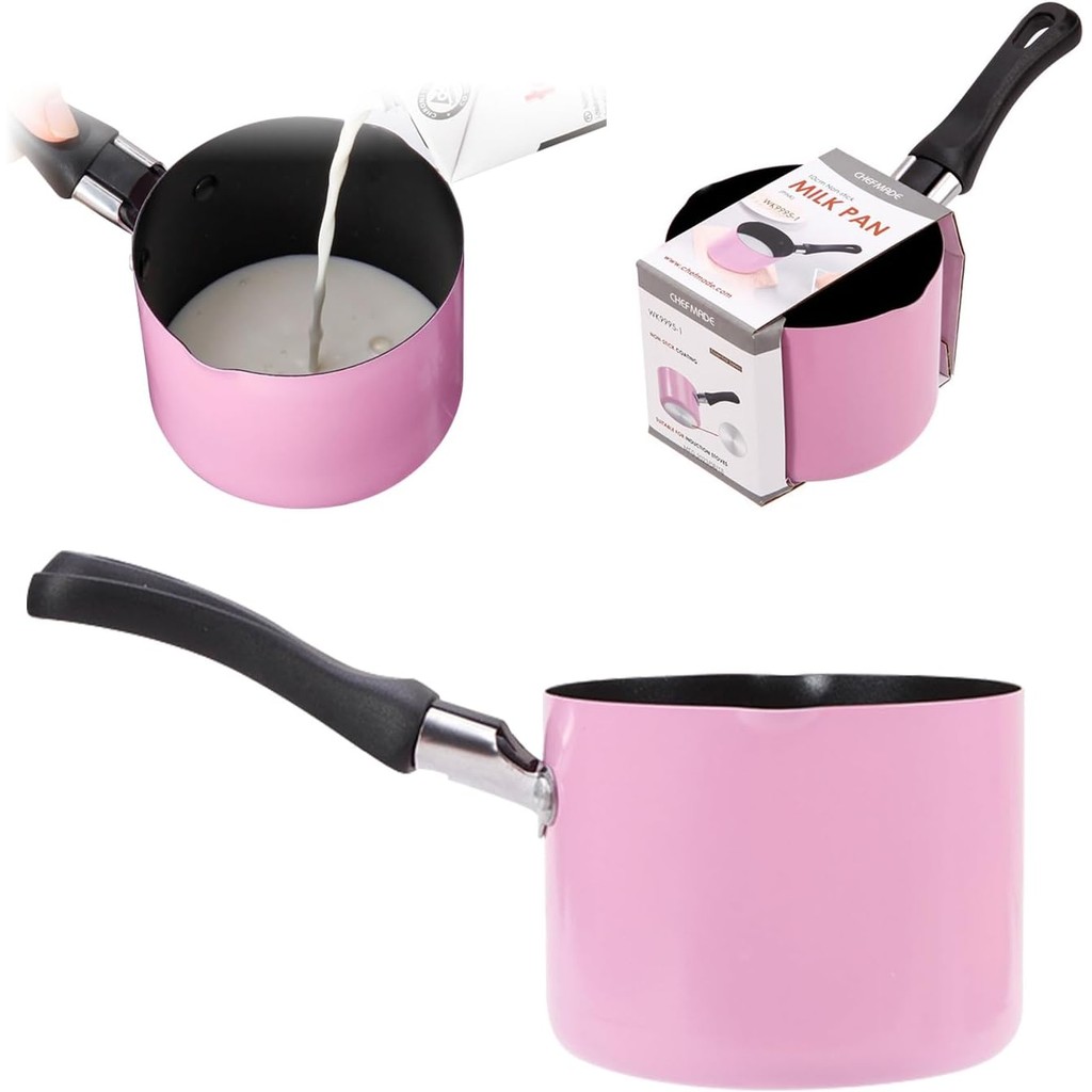 Mini Saucepan, 0.5QT สีชมพู Nonstick Butter Warmer พร้อมที่จับ 2 Pour Spouts Multi หม้อนม Stockpot ป