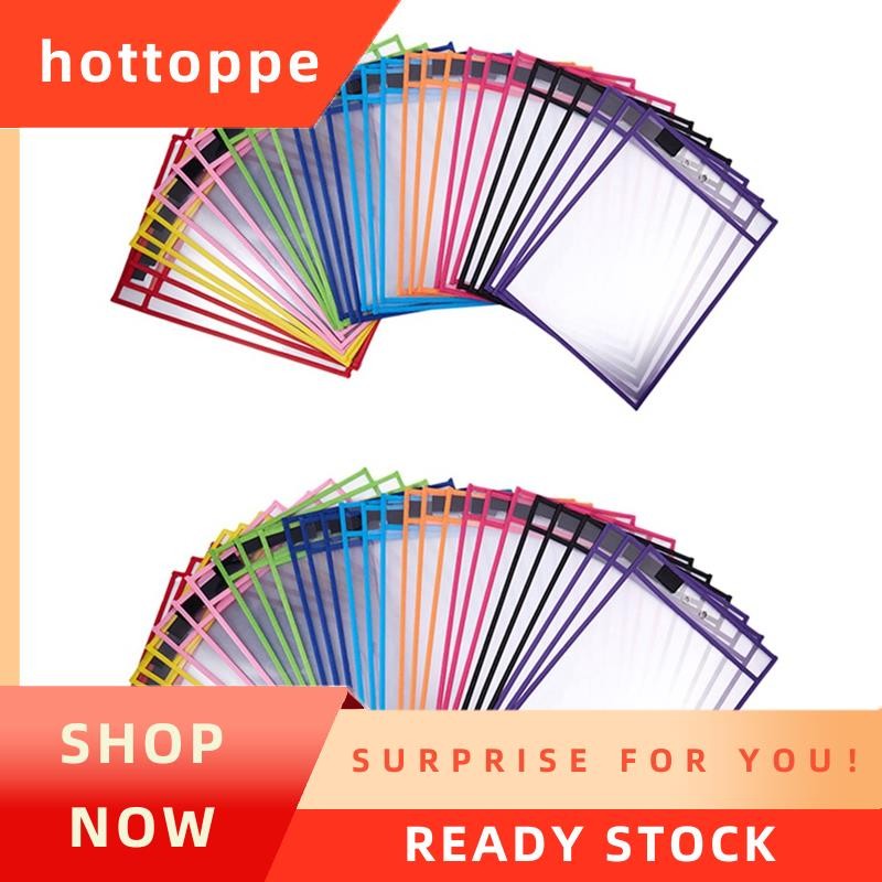 hottoppe60 Pack Dry Erase Pockets PVC Transparent Seven Dry Erase File Bag Reusable Dry Erase Bag