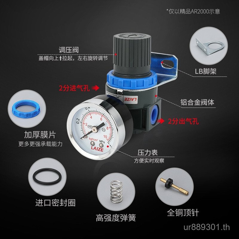 นิวเมติก Air Source 3000-03 วาล์วหมุนเวียนความดัน 4000-04/วาล์วควบคุมวาล์วลดความดัน AR2000-02 T9OO