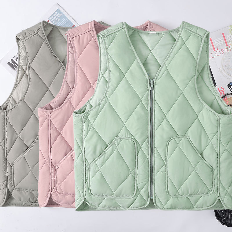 เสื้อกั๊กสไตล์ญี่ปุ่นเกาหลี รอบคอผ้านวม กันลม ทำจากผ้าฝ้ายคุณภาพ bgt9295.8