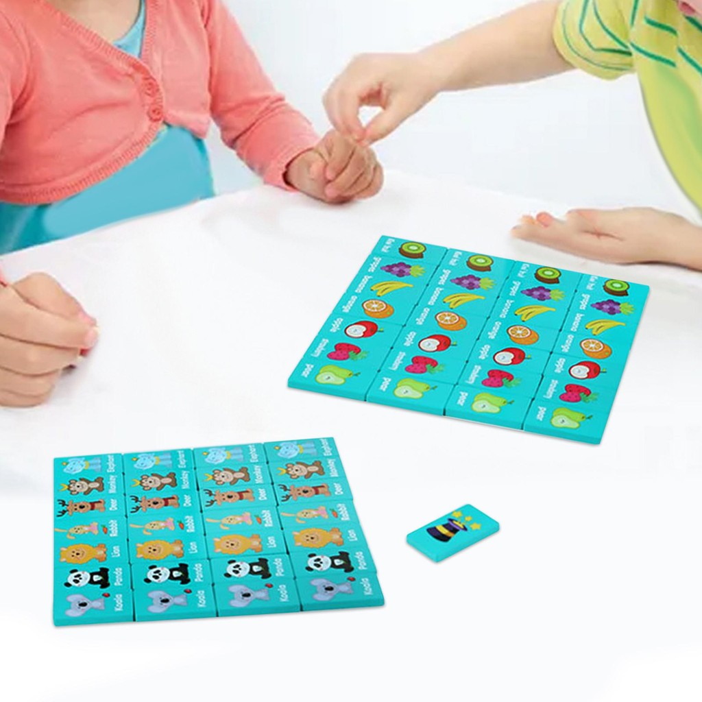 [Qklmdt] 36 ชิ้น Montessori Dominos ของเล่นทักษะความรู้ความเข้าใจไม้ Dominos ปริศนาปฏิบัติ