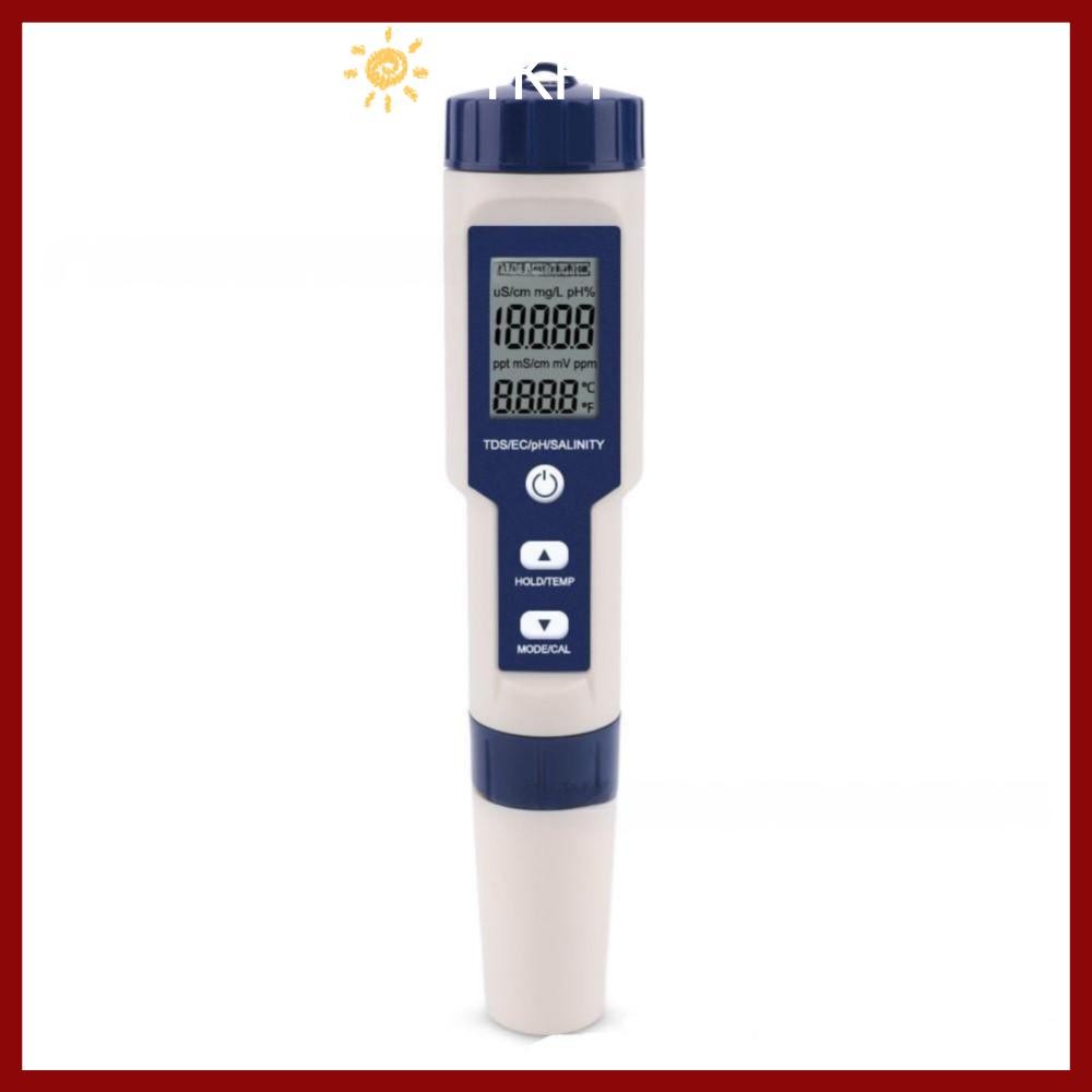 PTKFPT09 Digital TDS Meter, 5 in 1 TDS/EC/PH/ความเค็ม/เครื่องทดสอบคุณภาพน้ําอุณหภูมิ, หน้าจอเรืองแสง