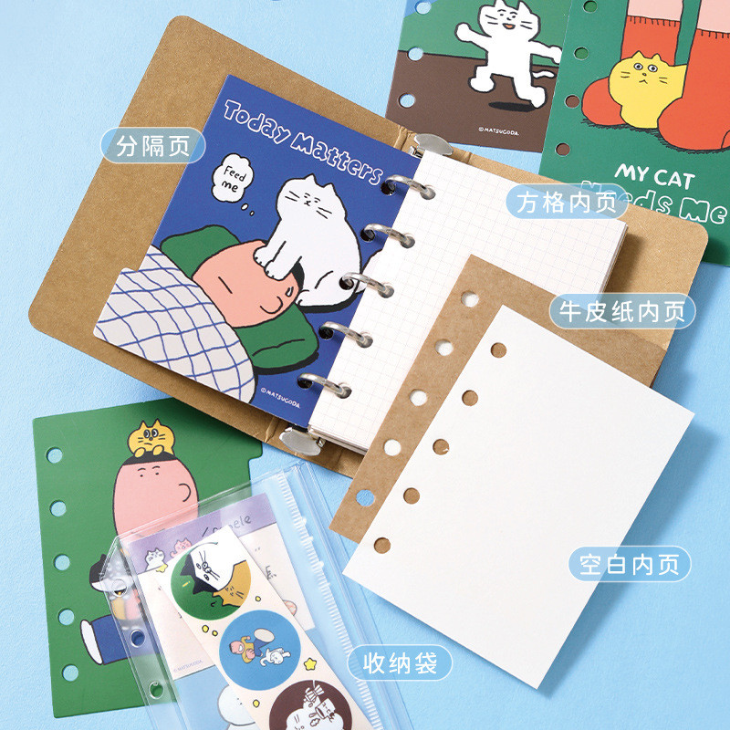 พร้อมสต็อก 72แผ่นเป็น ม5กระดาษคราฟท์หลวมใบโน๊ตบุ๊ค มัตสึโกดะ สนุกภาพประกอบโน๊ตบุ๊ค ทําเอง โน๊ตบุ๊คหน้าด้านในเปลี่ยนแกน