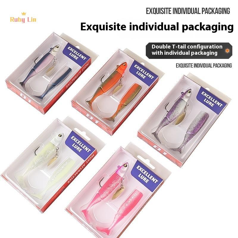 Ruby Lin Glow-In-The-Dark T-Tail Lead Soft Bait Set 9.5cm 20g Single Hook Glitter Bionic Bait เหยื่อ