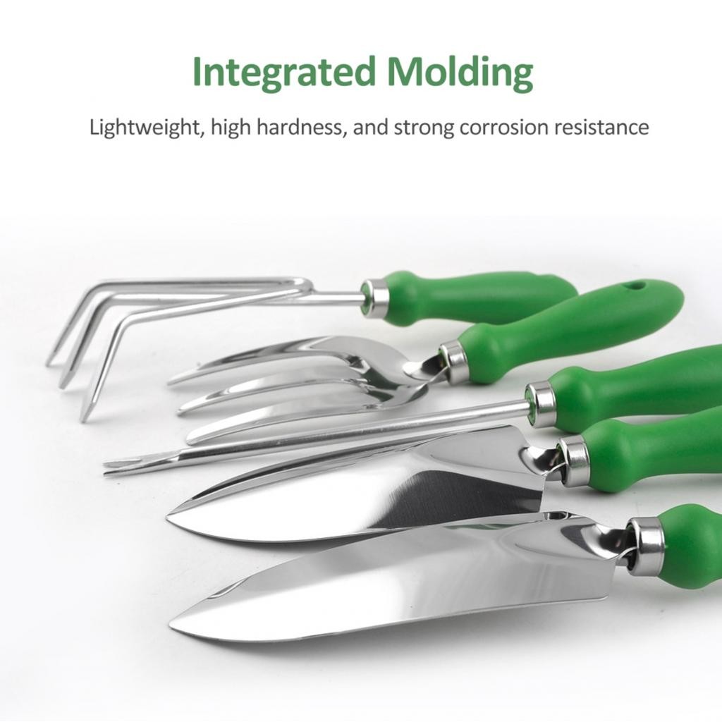 Ufriend YWBL-WH 11 ชิ้นชุดเครื่องมือทําสวนใบมีดสแตนเลสชุดทํางานทําสวนสําหรับปลูกกําจัดวัชพืชสีเขียว