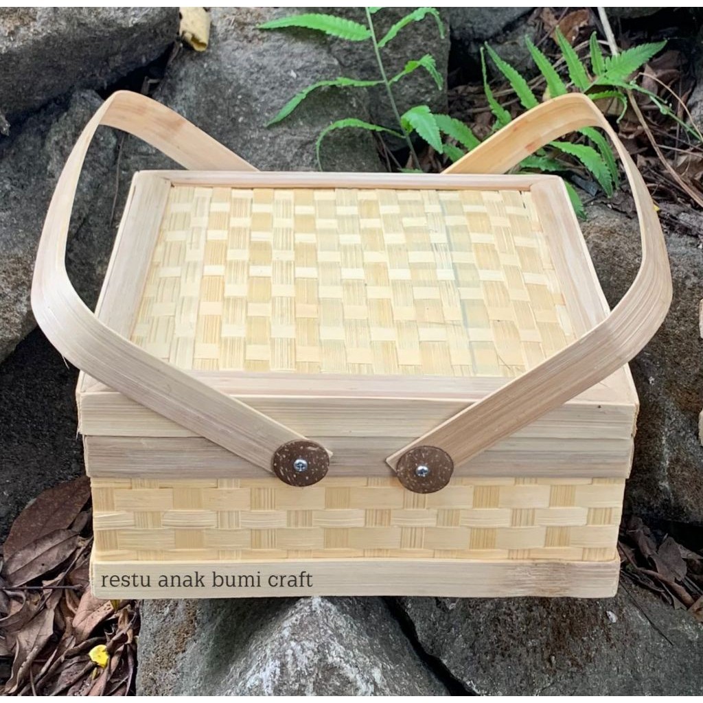 ( R25) กล่องไม้ไผ่สาน ตะกร้าไม้ไผ่แน่น กล่องไม้ไผ่ Cangking 25cm | อีตะกร้าไม้ไผ่ | จัดส่ง | กระเช้า