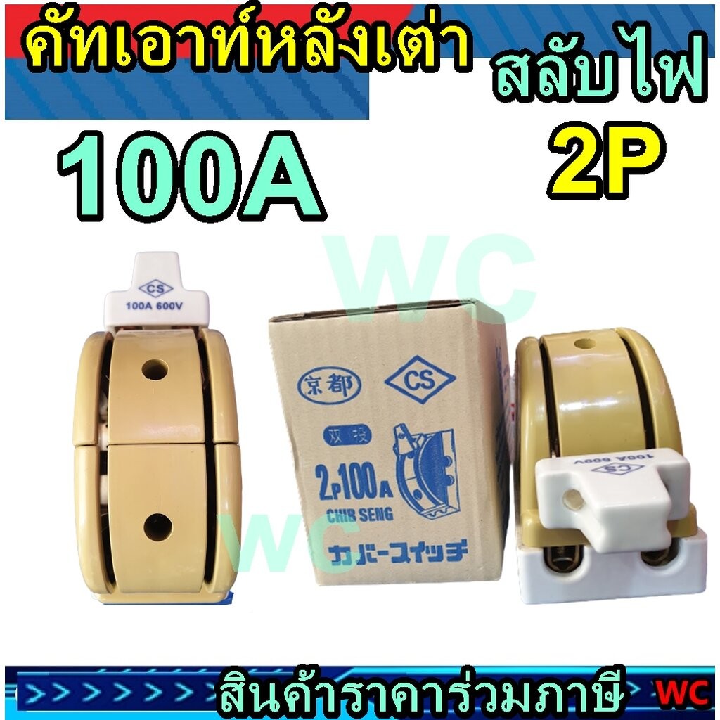 คัทเอาท์หลังเต่า 2P 100A 2ทาง 2เฟส ทรงหลังเต่า CS หลังเต่า ลังเต่า CS คัทเอ้าท์ 100 แอมป์ สะพานไฟทรง