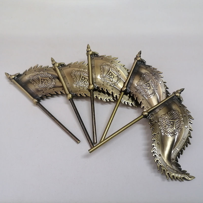 Guan Gong Five Orders Flag ครบชุดรูปปั้นทั่วไปขี่ม้า Dash Georgi Princess Zinc Suctainless One Red R