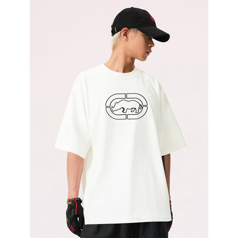 Eko Red Rhino เสื้อยืดแขนสั้นผู้ชาย พิมพ์รอบคอด้านบน