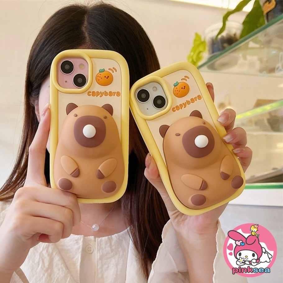 Ins ตลก 3D การ์ตูน Capybara เคสโทรศัพท์สําหรับ iPhone 17 16 15 14 13 12 11 Pro Max ขี้เล่นน่ารักแฟชั่นซิลิโคนอ่อนนุ่มกันกระแทกป้องกันปลอก