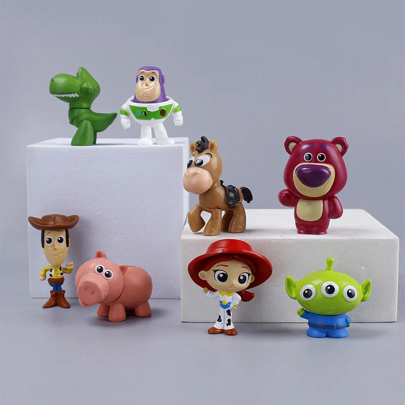 Disney Toys Story Action Figure 8 ชิ้น/เซ็ต Woody Buzz Lightyear Rex Bo PeepLotso รูปน่ารักตกแต่งโต๊