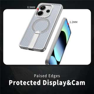 เคสโทรศัพท์ตาข่ายกลวงสําหรับ XIAOMI 15T 14T Pro POCO C75 4G/5G C71 M6 Pro การกระจายความร้อนแม่เหล็กฝาครอบป้องกันวงเล็บโลหะ anti drop shell