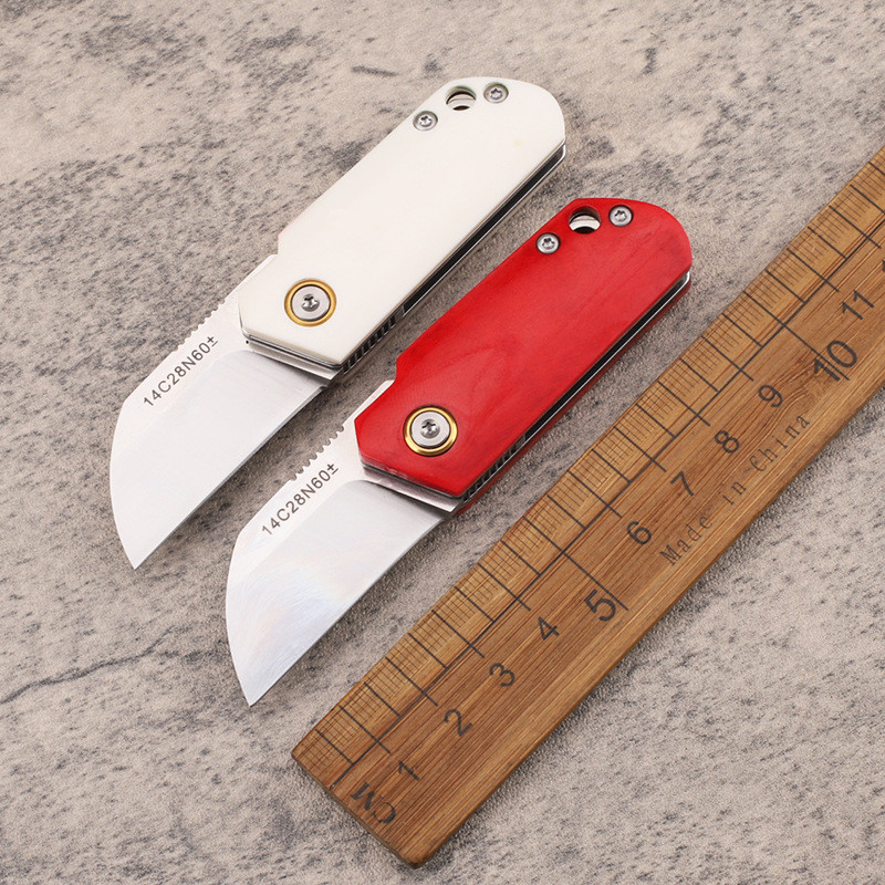 เหล็ก 14C28N ใหม่ ที่จับกระดูกวัว มินิ กระเป๋าพกพา EDC