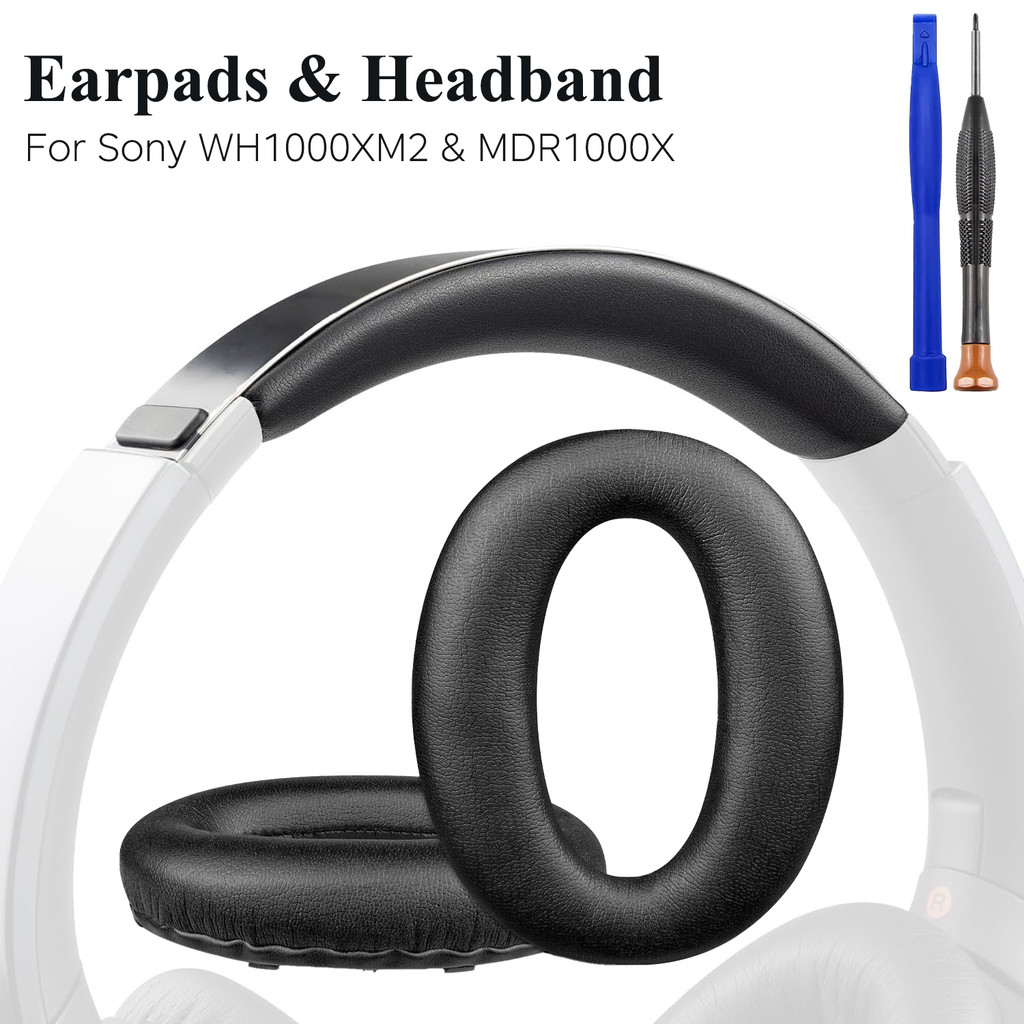 แผ่นรองหูฟังและแถบคาดศีรษะชุดเปลี่ยนสําหรับ Sony WH-1000XM2 (WH1000XM2) & MDR-1000X (MDR1000X) หูฟัง, เปลี่ยน Headstrap Pad & แผ่นรองหูฟังซ่อม