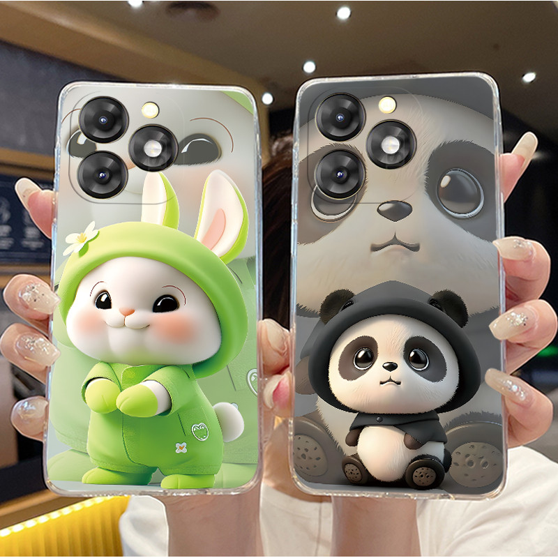 สําหรับ Itel A70 A665L/A80 A671L A671LC กันชนซิลิโคนนุ่ม TPU กรณีน่ารักการ์ตูนรูปแบบ Panda กระต่าย L