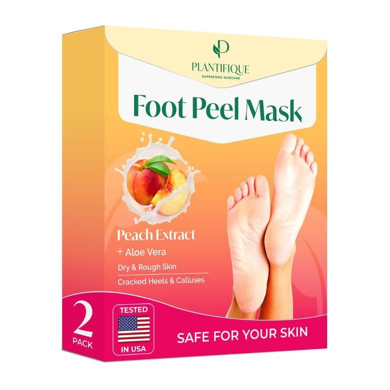 PLANTIFIQUE Peach Foot Peel Mask - Foot Mask for Dry Feet - Callus Remover - Foot Exfoliating Mask -
