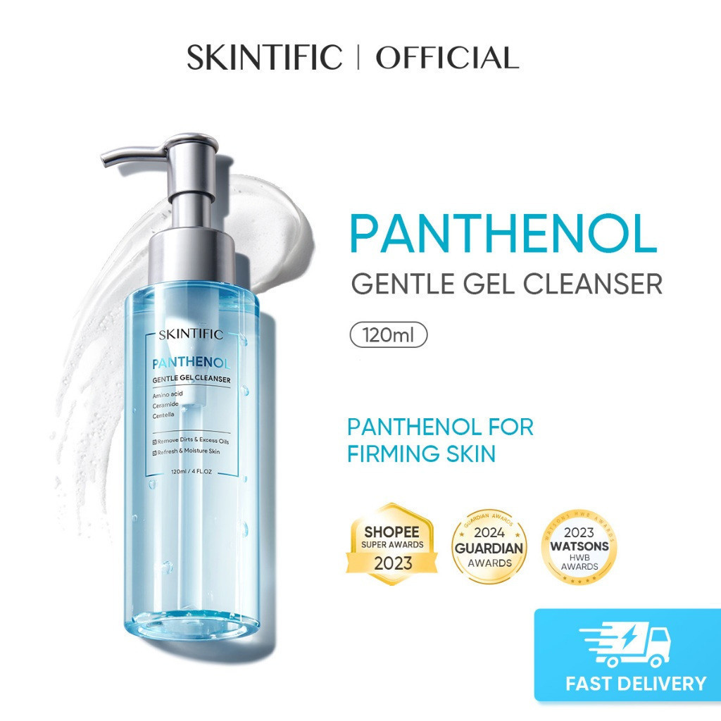 SKINTIFIC Panthhenol Gentle Gel Cleanser 120ml - ทําความสะอาดและรู้สึกชุ่มชื้น เนื้อโฟม