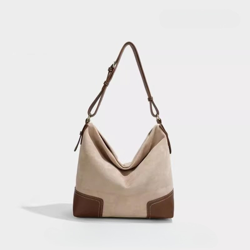 Retro Frosted Tote Bag Female 2025 Simple Large-ความจุ Student Class Underarm Bag Shoulder Messenger