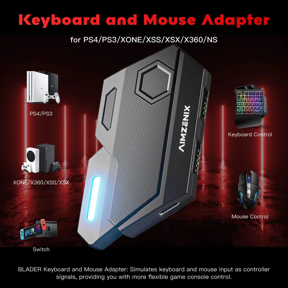 อะแดปเตอร์ gaming multi-console สำหรับ PS4, PS3, Xbox One, XSX/Switch - Plug & Play เหมาะสำหรับ FPS/