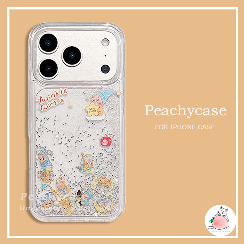 การ์ตูนดาว Moon Twinkle Boy Slider Quicksand โทรศัพท์มือถือสําหรับ iPhone 17 16 15 14 13 12 Pro Max 17pro อะคริลิคโปร่งใสปกหลังกันกระแทกปลอก