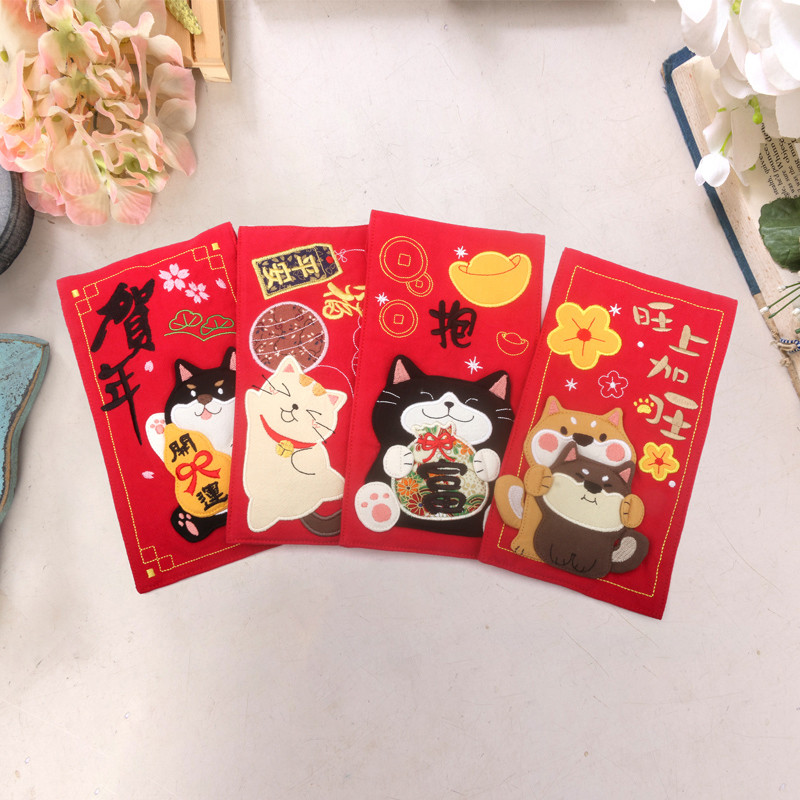 Kine Maowang Shangjiawang ผ้าการ์ตูนน่ารักขนาดใหญ่ซองจดหมายสีแดงกระเป๋าระดับไฮเอนด์ปีใหม่เทศกาลฤดูใบ