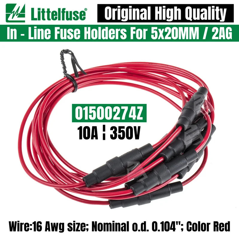 ไลเทลฟิวส์ 01500274Z LF 150274 In Line ตลับหมึกฟิวส์สําหรับ 2AG หรือ 5x20MM ฟิวส์ 16Awg สายหลอดฟิวส์