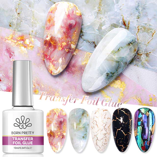 BORN PRETTY Transfer ฟอยล์เจลเจลเล็บเจล 10ml สติกเกอร์กาวเล็บ Soak Off UV การพิมพ์เจลเคลือบเงา