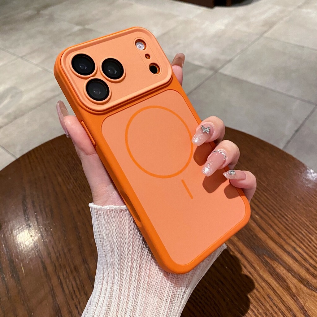 หรูหรา Matte เคสโทรศัพท์สําหรับ iPhone 11 12 13 14 15 16 17 Pro Max Plus แม่เหล็กกันกระแทกกันชนกรณีฝาครอบ