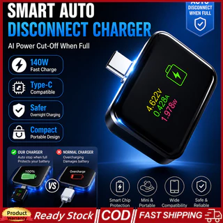 140W USB C อะแดปเตอร์ตัดไฟอัตโนมัติ,ตัวป้องกันการเชื่อมต่อการชาร์จเต็มรูปแบบ, Type C Fast Charging Battery Saver สําหรับแท็บเล็ตโทรศัพท์