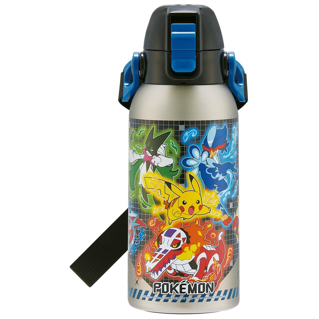 Skater Kids' Water Bottle, 600ml, Pokemon Design, 25cm, Insulated, Stainless Steel, Lightweight, Spo