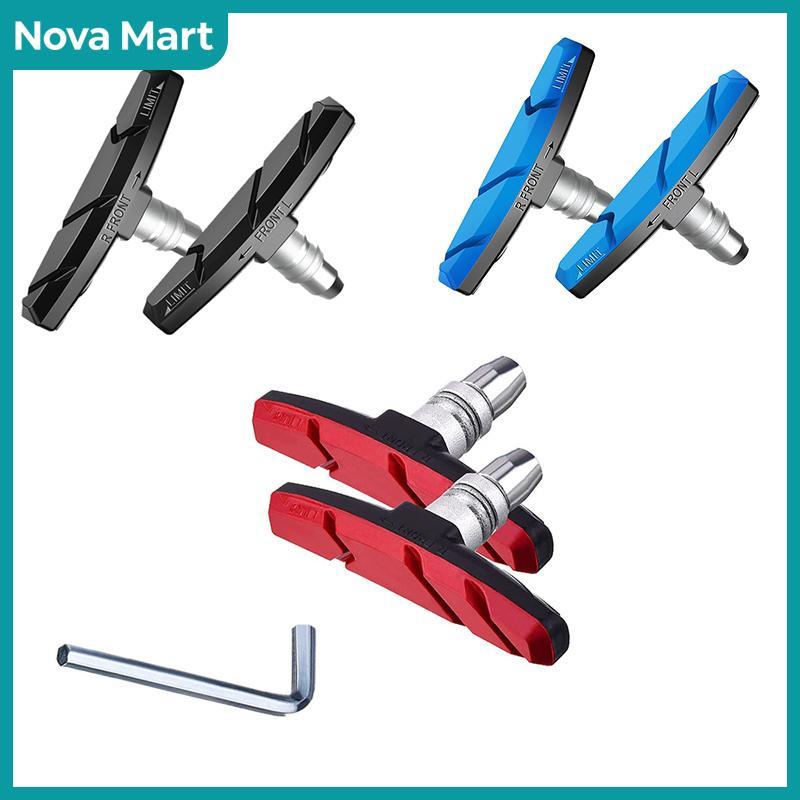 NOVA Mart ผ้าเบรกจักรยานแบบเงียบ1คู่ทนทานแผ่นรองเบรกจักรยานแผ่นรองยางบล็อกรองเท้าใช้ได้นาน