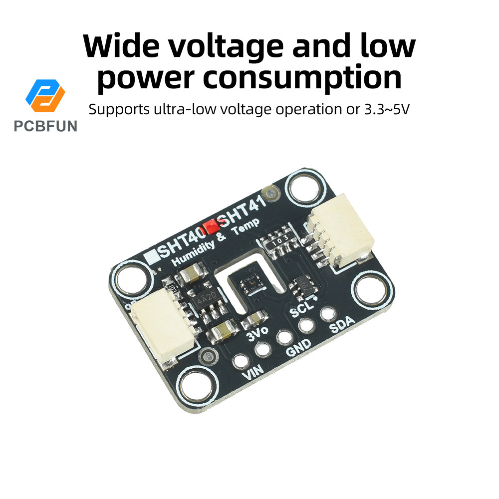 Pcbfun SHT41/SHT45 อุณหภูมิและความชื้นเซนเซอร์โมดูลเข้ากันได้กับ Stemma Qt/Qwiic เข็มไม่มีการเชื่อม