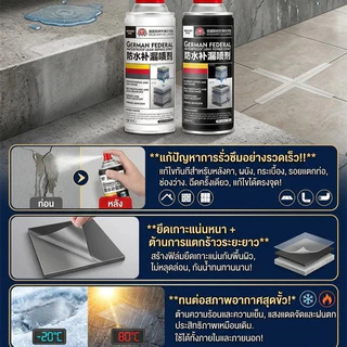 🏠การป้องกันการรั่วไหล🏠 สเปรย์กันซึมและซ่อมแซมรอยรั่ว นำเข้าจากเยอรมนี ฉีดพ่นครั้งเดียวหยุดรั่วซึม แห้งไว ยึดเกาะดีเยี่ยม เหมาะกับหลังคาและผนัง